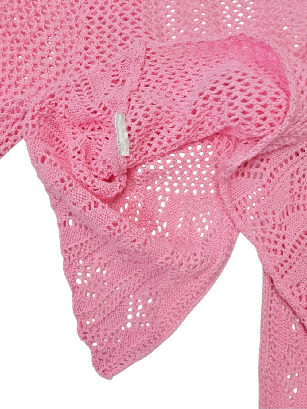 UO Women’s Pink Crochet Ruffle Coquette Cropped Bolero Cardigan Size:XS/S - Picture 6 of 8